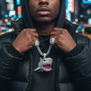 Pendentif Visage de Requin Moissanite VVS Iced Out pour Fête Hip Hop avec Formes d'Animaux en Argent 925 pour Bijoux Fins, Pendentifs et Breloques - Product Image 3