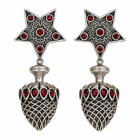 Boucles d'oreilles classiques oxydées pour femmes, en zircon, forme poire cloche, plaqué argent antique, vente en gros, fournisseur direct d'usine