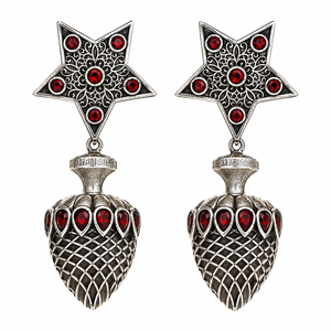 Boucles d'oreilles classiques oxydées pour femmes, en zircon, forme poire cloche, plaqué argent antique, vente en gros, fournisseur direct d'usine - Product Image 1