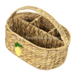 Porte-ustensiles en jacinthe d'eau tissé à la main le plus vendu avec poignée 4 compartiments broderie citron nouvel organisateur de motifs - Product Image 4