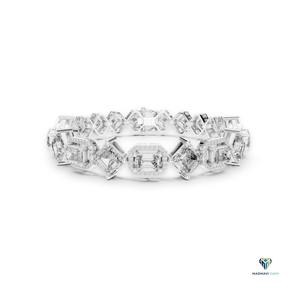12.04 CT White <b>Gold</b> Emerald Cut Lab Grown Diamond Link Bracelet in 18K <b>Solid</b> <b>Gold</b>, Square Emerald Halo Statement Bracelet - Product Image 1
