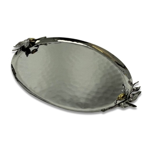 Luxuries Design <b>Large</b> Olive Oval Shape Serving <b>Tray</b> High Quality Hammered Stainless Steel <b>Tray</b> Home Hotel Supplies In Best Price - Product Image 1