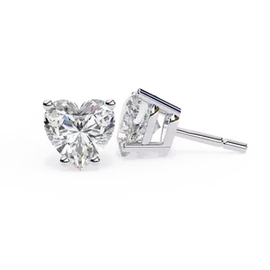 Pendientes solitarios de diamante cultivado en laboratorio con corte de corazón de 1 quilate, oro macizo de 18 quilates, joyería fina para mujer, par de pendientes con cierre de poste. - Product Image 4