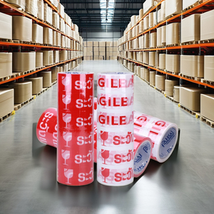 Ruban adhésif en caoutchouc simple face de haute qualité ruban d'avertissement étanche imprimé rouge et blanc pour le scellage du carton - Product Image 1