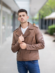 แจ็คเก็ตหนังแท้สำหรับผู้ชาย, ใหม่แจ็คเก็ตหนังแท้สำหรับฤดูหนาวหนังสีน้ำตาลแห้งเร็ว - Product Image 3