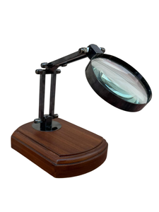 Adjustable <b>Desk</b> Magnifying <b>Glass</b> with Wooden Base Metal Stand Reading Magnifier for Office Home Study Decor - Product Image 1