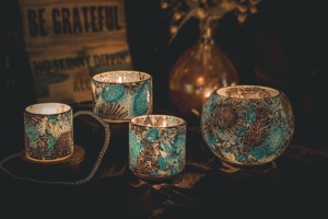 Customized Luxury Crystal Cylindrical High-Quality Hand-crafted Multi-Purpose Home <b>Decor</b> Yellow/Brown Crackle Mosaic Glass <b>Jar</b> - Product Image 5
