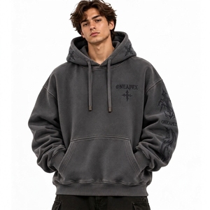 <b>Men's</b> Charcoal <b>Grey</b> Oversized Hoodie Graphic Streetwear Pullover <b>Sweatshirt</b> Custom Fleece Hooded <b>Sweatshirt</b> OEMs Clothing - Product Image 1