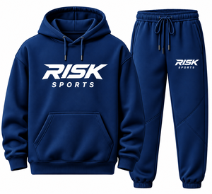 Ensemble jogging et sweat à capuche bleu pour homme – Tissu polaire, design avec poches à lettres, taille élastique, tenue décontractée et sportive - Product Image 1