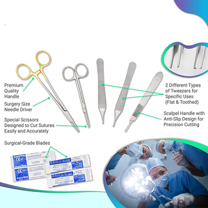 Surgical Grade Surgery <b>Kits</b> 5 Pieces German Stainless Steel Scissor Tweezer <b>suture</b> practice <b>kit</b> With Case Cheap Price OEM - Product Image 5