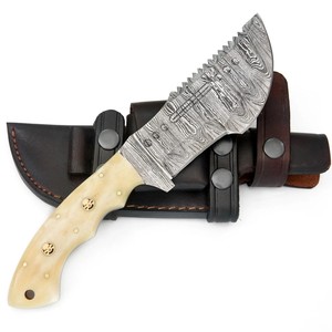 Nordic Forge Damascus Steel Tracker <b>Knife</b> Scout Carry Sheath Handmade Full Tang Hunting Camping <b>Knife</b> <b>Bone</b> <b>Handle</b> - Product Image 3