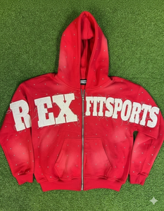 เสื้อฮู้ดดี้ REXFIT SPORTS แฟชั่นสตรีทแวร์สไตล์วินเทจ สีแดงฟอก แต่งลายปักแบบแอพพลิเคชั่น ทรงโอเวอร์ไซส์ สำหรับผู้ชาย ฤดูหนาวและฤดูใบไม้ผลิ - Product Image 6