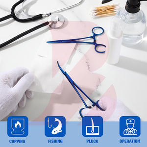 2 pièces, couleur bleue, fournisseur fiable, pinces droites et courbées en acier inoxydable, instruments chirurgicaux, forceps hémostatiques Kelly - Product Image 5