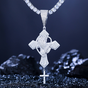 Iced Out <b>Cross</b> Pendant Necklace Moissanite Diamond 925 Silver Hip Hop Religious Pendant <b>Chain</b> - Product Image 1