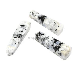 Venta al por mayor de alta calidad de piedra natural de cristal artesanía verde obelisco Torre varita musgo ágata cristal Torre punto para regalo - Product Image 5