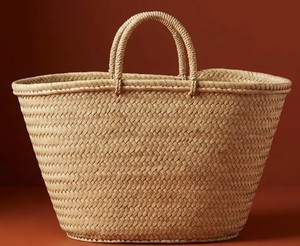<b>Large</b> Handmade Moroccan Straw Basket Tote, Woven Palm Market <b>Bag</b>, <b>Beach</b> & Storage Basket, Short or Long Straw Handles - Product Image 1
