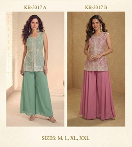 ชุดชาราร่าดีไซเนอร์ ผ้าจอร์เจตต์ลายดาว ประดับเลื่อมปักลายลาคนาวี งานปักประณีต สง่างาม เหมาะสำหรับงานเทศกาล ชุดพื้นเมืองสำหรับผู้หญิง ชุดแต่งงาน - Product Image 4