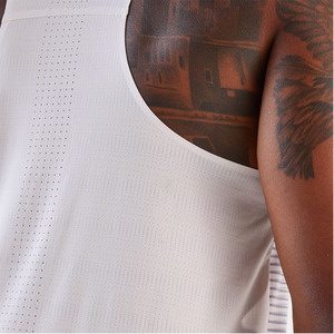 Men's <b>White</b> Sleeveless Gym <b>Tank</b> <b>Top</b> Crew Neck Breathable Quick Dry Sporty Fit Solid Knitted 180g Polyester Athletic Wear - Product Image 6