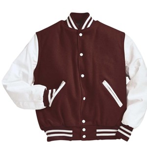 Chaqueta Varsity Blanca para Hombre, Mangas de Algodón Negro, Corte Regular, Estilo Casual, Cuello Alto, Reversible, Impermeable, para Invierno - Product Image 2