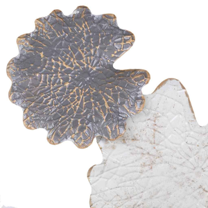 Élégant Panneau Mural Métallique Floral Or Blanc et Charbon Sculpture Botanique pour Salon Chambre Intérieur Moderne - Product Image 4