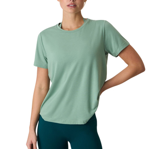 Vente en gros OEM – Nouveau T-shirt côtelé personnalisé pour femme, idéal pour le yoga, la gym et le sport – Collection été décontractée - Product Image 2