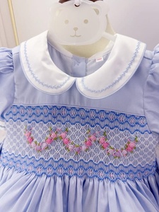 Ensembles de robes pour bébés filles brodées à la main du Vietnam, commandes en gros personnalisées, faible MOQ, support OEM/ODM. Blue Cott - Product Image 3