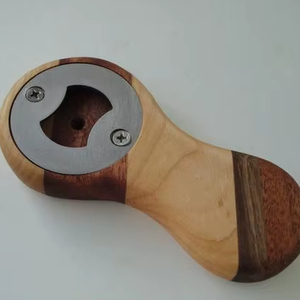 Custom Logo Engraved Magnetic Bamboo Beer Bottle <b>Opener</b> Coaster Great Fridge Gifts for Kitchen Parties Weddings Made of Wood - Product Image 1