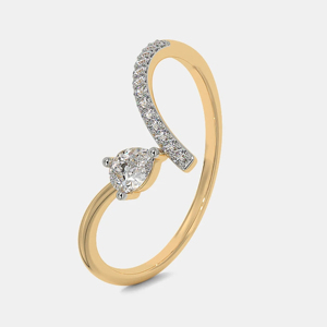 Bague de fiançailles ovale en diamant en or jaune au style romantique pour femme - Product Image 2