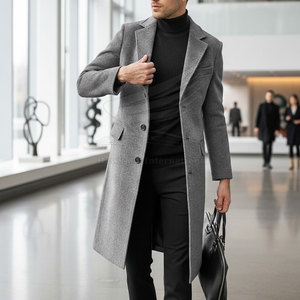 Abrigo de Lana de Alta Calidad para Hombre, Corte Entallado, Doble Botonadura, Abrigo Largo para un Estilo Elegante en Invierno - Product Image 5