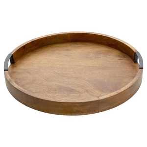Plateau de service rond en bois, design classique, plateau alimentaire durable en bois et résine pour le petit-déjeuner de mariage - Product Image 1