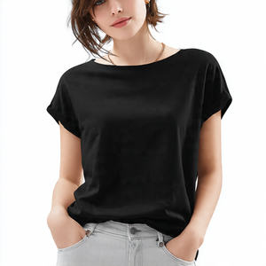 Camiseta de Manga Corta Roja para Mujer, Estilo Casual de Verano, 100% Algodón, Teñido Liso - Product Image 2