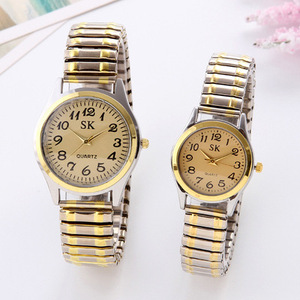 Montre à quartz classique à grand cadran avec bracelet élastique 3897, montres pour hommes et femmes, montre de couple tendance - Product Image 5