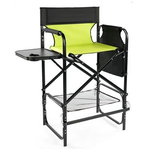 4 Sedie da Campeggio Portatili con Portabicchieri Integrati e Tavolino Laterale - Altezza 79 cm e Altezza Bar - Product Image 3