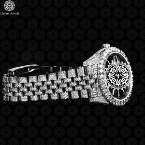 Montre de luxe pour femme Charm_Jewells, boîtier carré en acier inoxydable de 42 mm, cadran en cristal saphir, mouvement à quartz analogique, fermoir pliant - Product Image 3