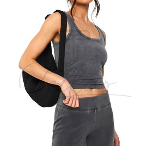 New Summer Fitness Formal Women's Tank <b>Top</b> Rib Short Acid Wash Polyester/Cotton Quick Dry Breathable <b>Crop</b> <b>Top</b> 2026 - Product Image 4