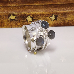 <b>Labradorite</b> Spinner <b>Ring</b> 925 Sterling Silver Handmade Fidget Meditation Jewelry <b>Ring</b> - Product Image 3