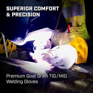 Premium Goat Grain Welding Gloves with Insulated Back, Scalloped <b>Cuff</b>, Boarhide Palm,Reinforced <b>Thumb</b> - Product Image 2