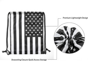 Custom USA Flag Drawstring Gym Bag Lightweight Water Resistant Polyester Sack pack Patriotic Fourth Of July Sports Backpack Bulk - Product Image 5