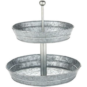 Support à gâteau 3 niveaux en métal galvanisé style ferme, plateau de service en fer durable avec poignée anneau doré, parfait pour les desserts de mariage et de fête - Product Image 5