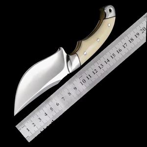 Couteau de chasse et de camping artisanal OEM en acier Damas forgé, à lame fixe, pointe biseautée, manche en corne de cerf, pleine tige - Product Image 6