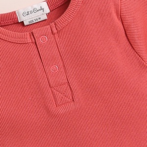 บอดี้สูทแขนสั้นทำจากไม้ไผ่อีลาสเทนออร์แกนิกชุดชั้นในเด็กสีเบอร์รี่ - Product Image 3