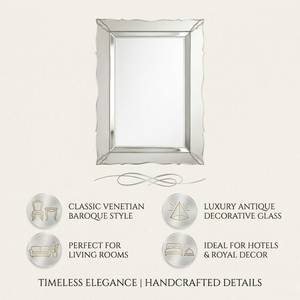 Miroir mural classique de style baroque vénitien |   Miroir décoratif en verre antique de luxe pour salon, hôtel et décoration intérieure royale - Product Image 5