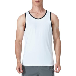 Camiseta deportiva sin mangas de algodón y spandex para hombre, elástica, transpirable, para gimnasio y fitness. - Product Image 2