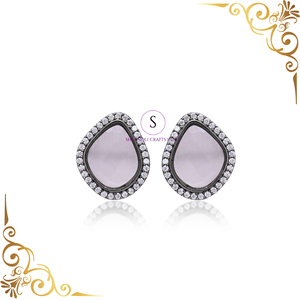 Handmade Designer Jewellery Stud Stone Grey Crystals Designer Jewellery Earrings for Women and Girls for Wedding Haldi, Mehndi - Product Image 1
