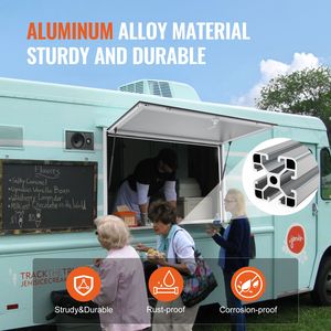 Finestra di Servizio in Alluminio per Food Truck 48"x36" con Tenda e Gancio di Traino per Stand da 85 cm - Adatta per Negozi di Alimentari - Product Image 5