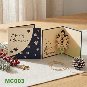 Personalizado impreso 3D copo de nieve Navidad tarjetas de felicitación impresión Offset papel hecho a mano 'gracias' bodas cumpleaños recuerdo - Product Image 4