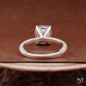 3CT Elongated Cushion Cut Lab Grown Diamond <b>Ring</b> Three Row Pave Band Trendy Wedding Gift 10K White Gold - Product Image 3