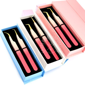 Pinzas de fibra con logotipo personalizado, extensión de pestañas, pinzas de pestañas de volumen de bota rosa, pinzas de pestañas de 45 y 90 grados, punta de fibra de acero inoxidable - Product Image 2