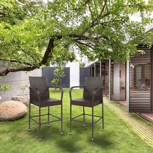 2pcs Brown Gradient High Bar Chair for Patio Furniture - Product Image 5