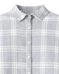 Robe chemise longue à carreaux gris personnalisée par le fabricant pour femme, boutonnée, décontractée, mi-longue, manches longues, vente en gros - Product Image 3